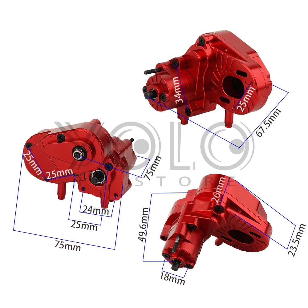 CNC Complete Gearbox Dig Transmission Box Dig Gear for 1/10 RC Crawler Axial SCX10 II AXI03004 Capra 1.9 UTB Upgrade Parts