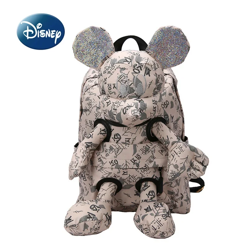 Disney Mickey's New Women's Backpack Luxury Brand Fashion Women's Doll Backpack Diamond-studded Cartoon Student Schoolbag