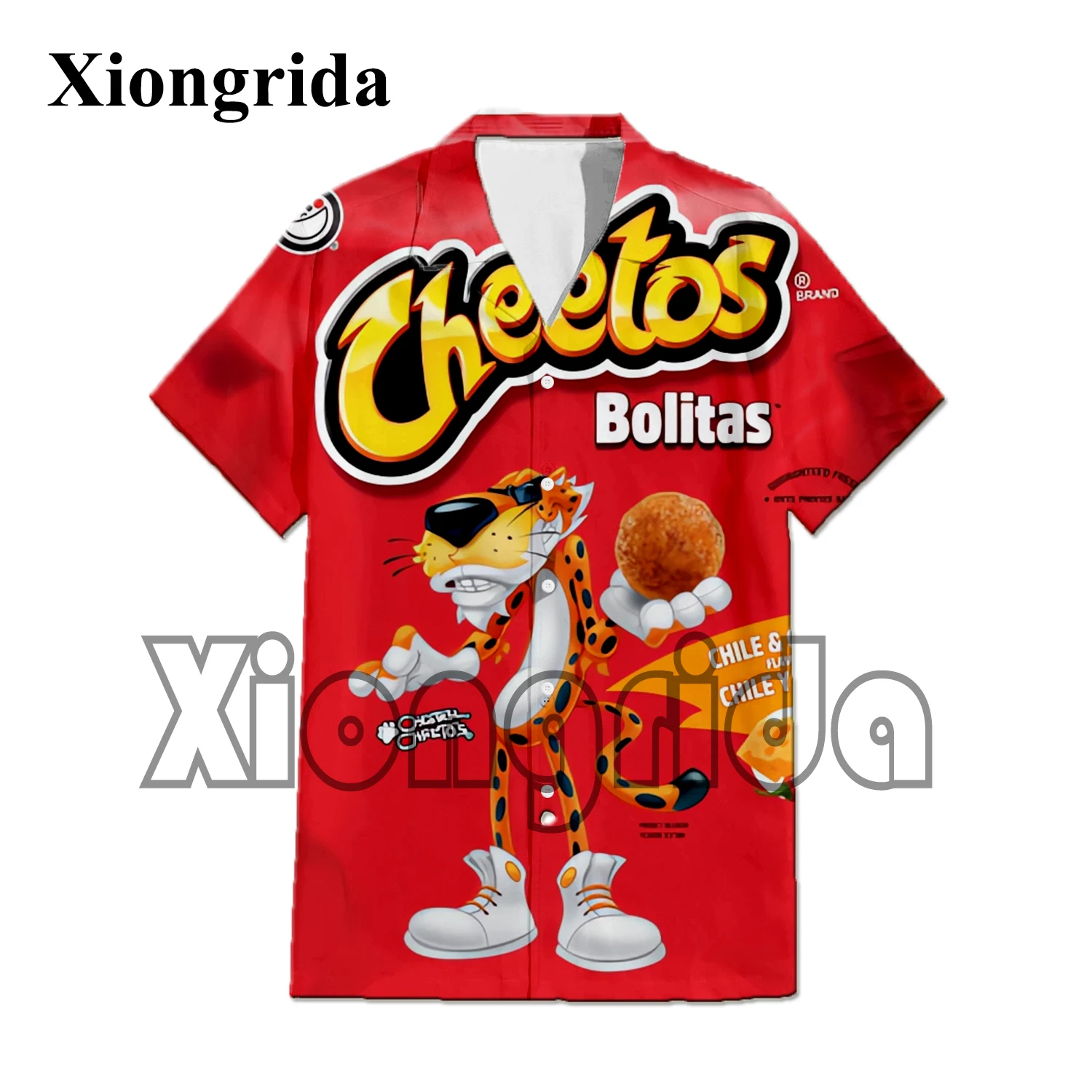 Novelty Hot Cheetos Food Puffs 3D Print Men Shirts Compression Street Punk Short Sleeve Shirts Fashion Hawaii Beach Shirts Tops