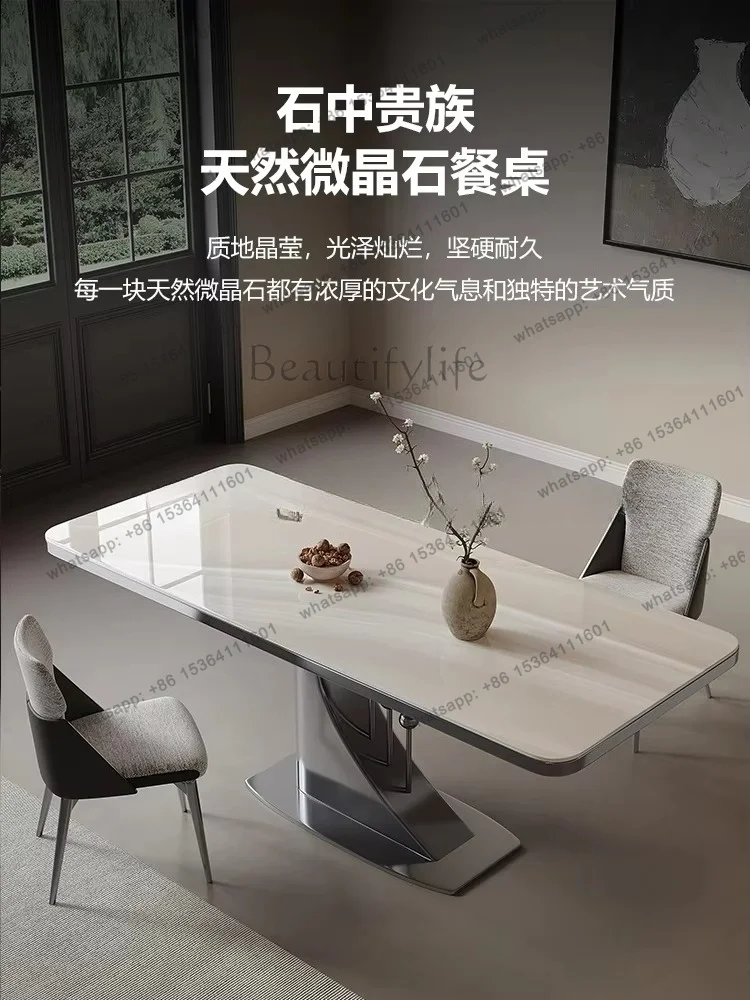 Slate dining table Household modern simple rectangular natural microcrystalline stone marble dining table