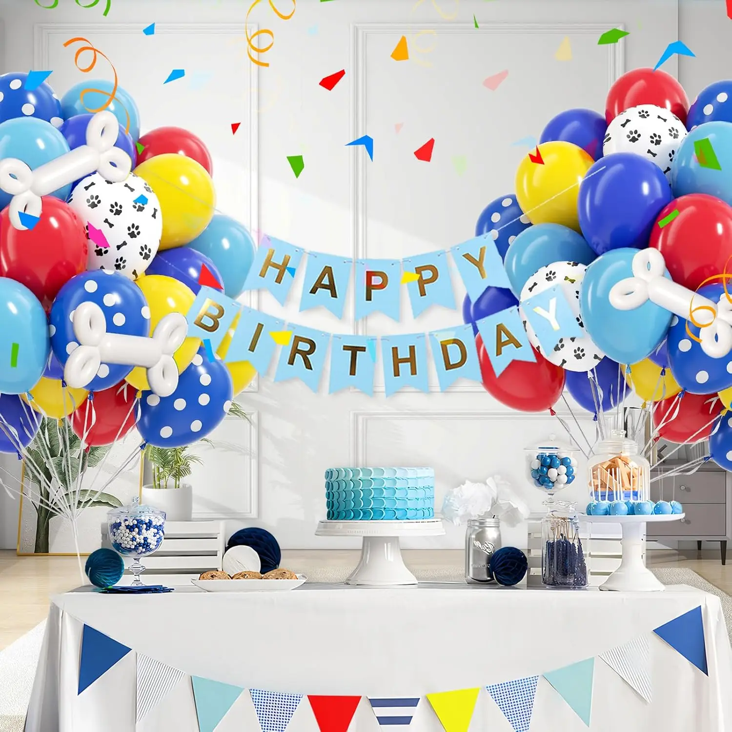 40pcs Paw Blue Yellow Red Latex Balloons Set for Puppy Dog Patrol Theme Birthday Party Decorations Supplies