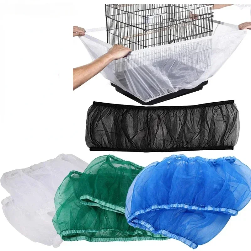 Mesh Bird Cage Cover Shell Skirt Net Easy Cleaning Catcher Guard Bird Cage Stretchy Mesh Parrot Bird Cage Net Jaula Para Pajaros