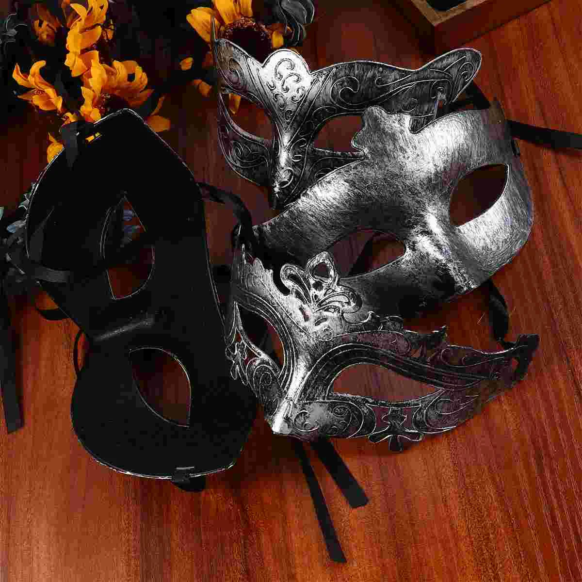 

4 Pcs Vintage Mask Halloween Prom Masquerade Party Costume Face Lovers Retro Decor