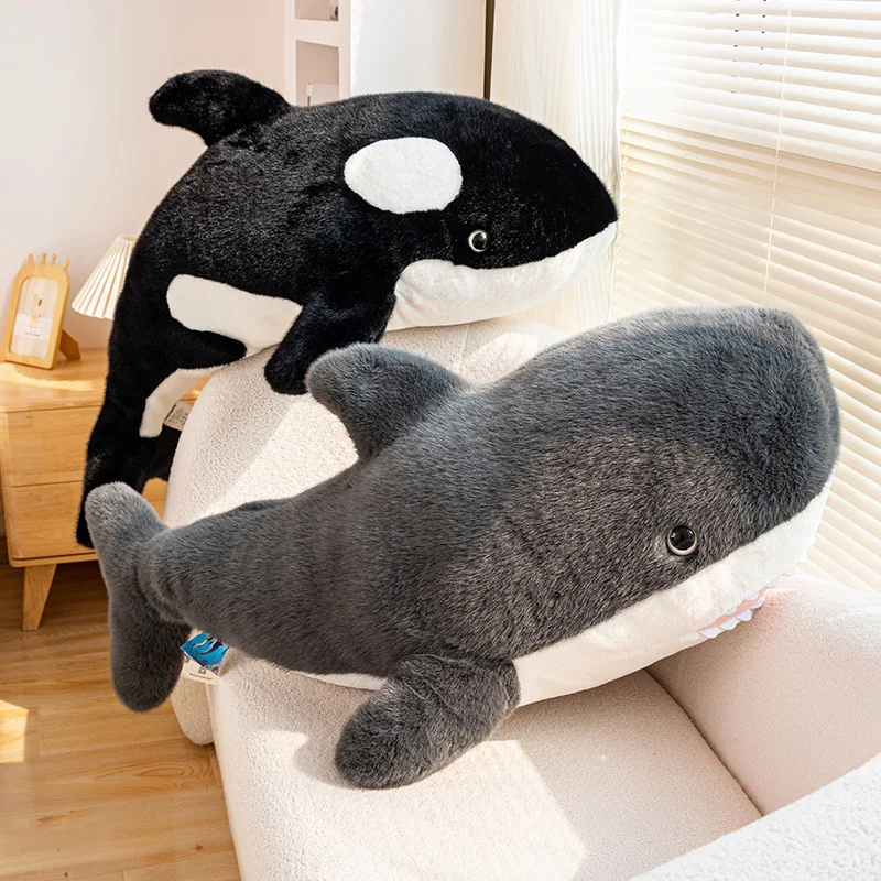 Large Size Sea Animal Soft Plush Toy Cartoon Stuffed Shark Blue Whale Dolphin Pillow Gifts Xmas Birthday Party Decor