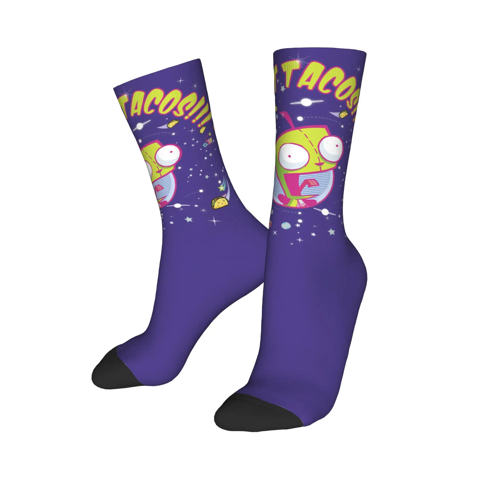Winter Warm Funny Unisex  Invaders Zims I Want Tacos Cartoon Socks  Sweat Absorbing Sports Socks,