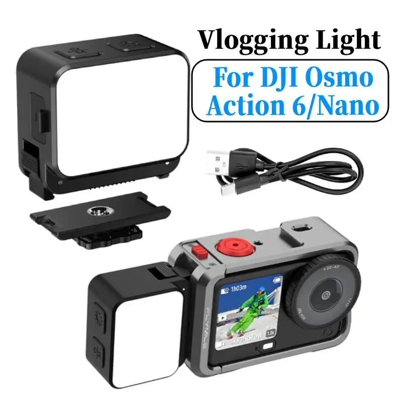 

Заполняющий свет для DJI Osmo Action 6/наноаксессуары Видеолампа Магнитный IPX4 Водонепроницаемый светильник для фотосъемки Перезаряжаемый