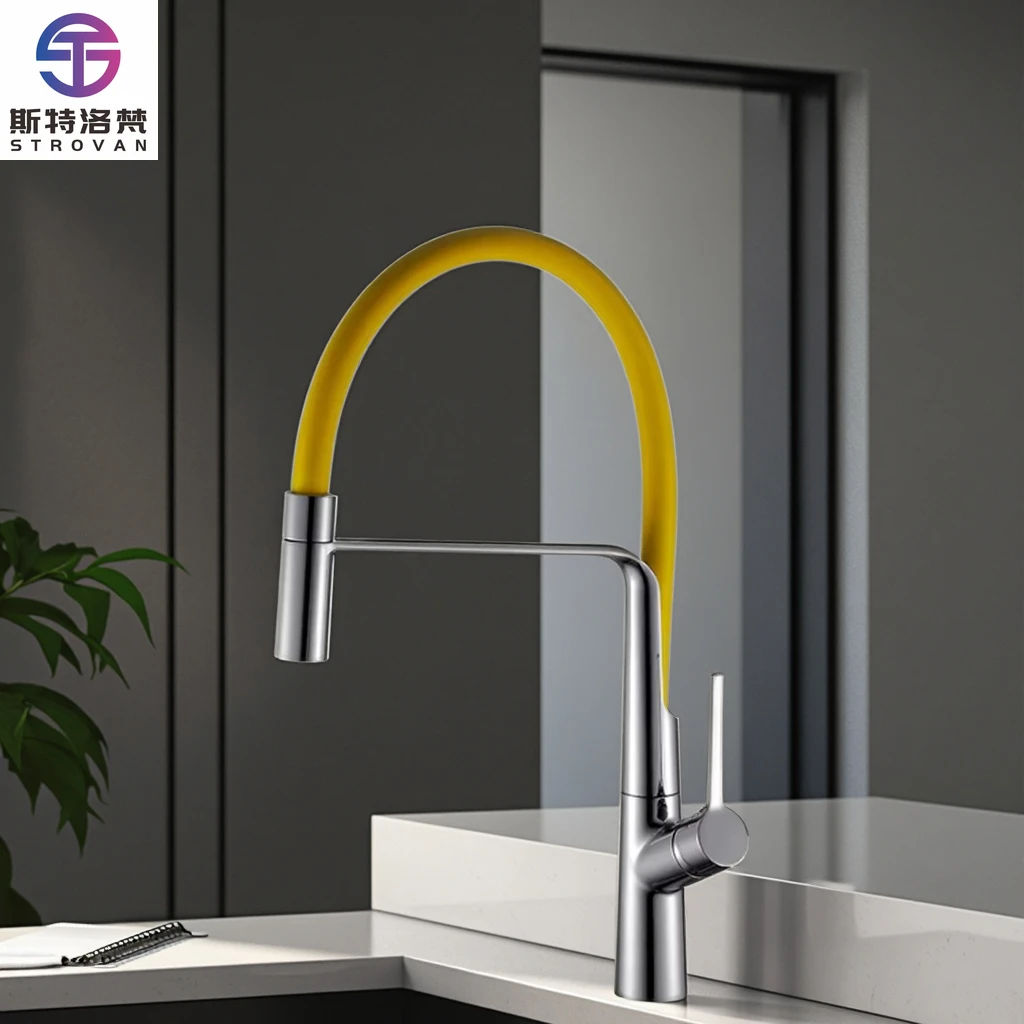 

Universal Design Single Lever Commercial Yellow Reverse Osmosis Hose Kitchen Faucet for Easy Temperature