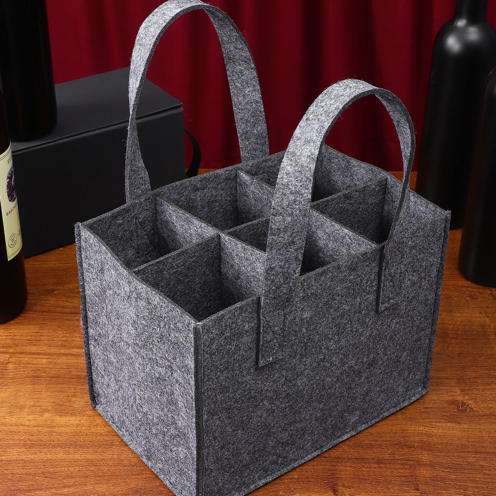 

4Pcs Thick Felt Bottle Carrier Bags Wine Handbag for 6 Bottles Storage Travel Camping Picnic Bottle Bag Wine Bag