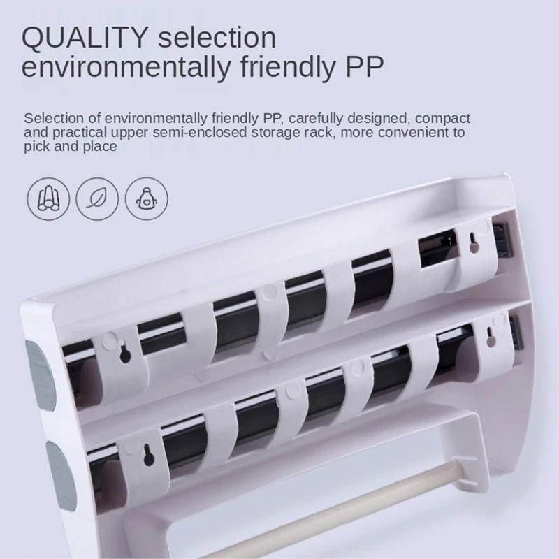 Plastic Wrap Paper Storage Rack Wall-Mounted Aluminum Foil Roll Rack Refrigerator Kitchen Punching-Free Shelf