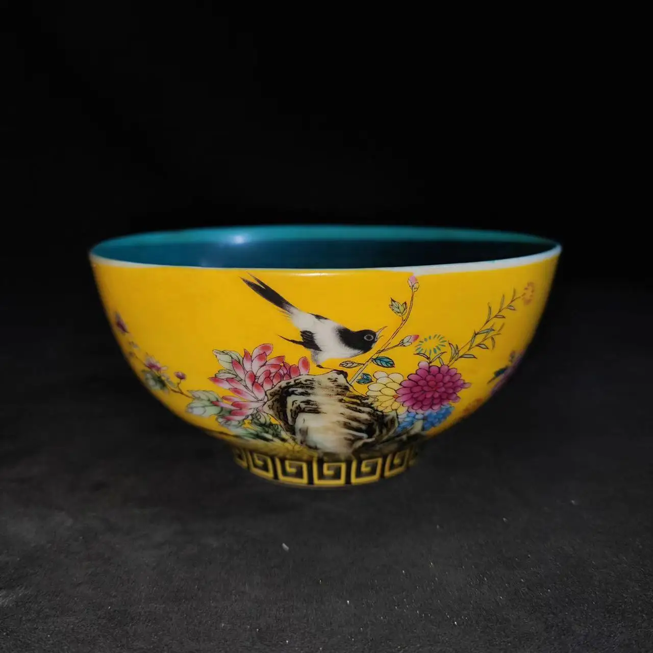 Qing Dyansty Pastels porcelain bird Bowl,Free shipping