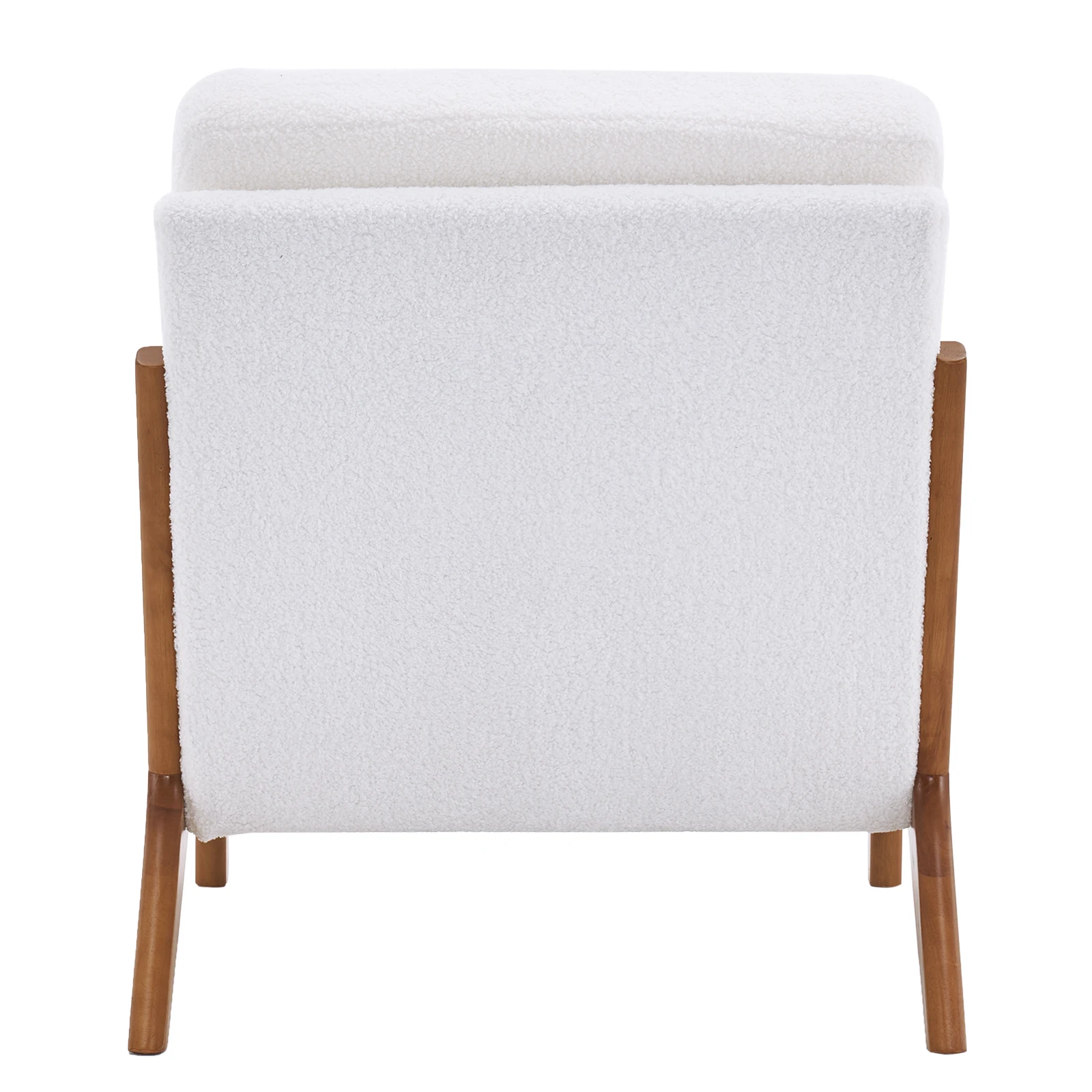 Single Lounge Chair  Indoor Lounge Chair Oak Armrest  Off-White