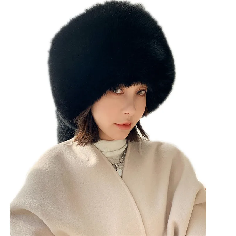 

Women's Real Silver Fox Fur Hat for Winter With Tassel Cossack Russian Style Thick Warm Caps