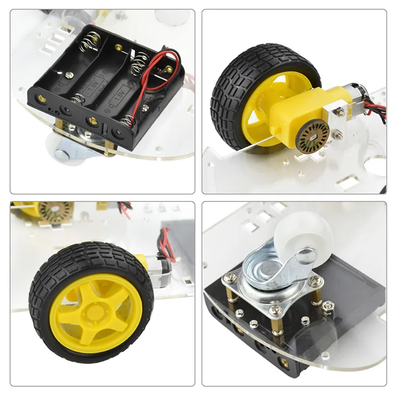 Imagem -06 - Inteligente Robot Car para Arduino 4wd Motor Chassis Rastreamento Controle Remoto Duas Rodas Drive Três Rodas Universal Peças da Roda Kit Diy