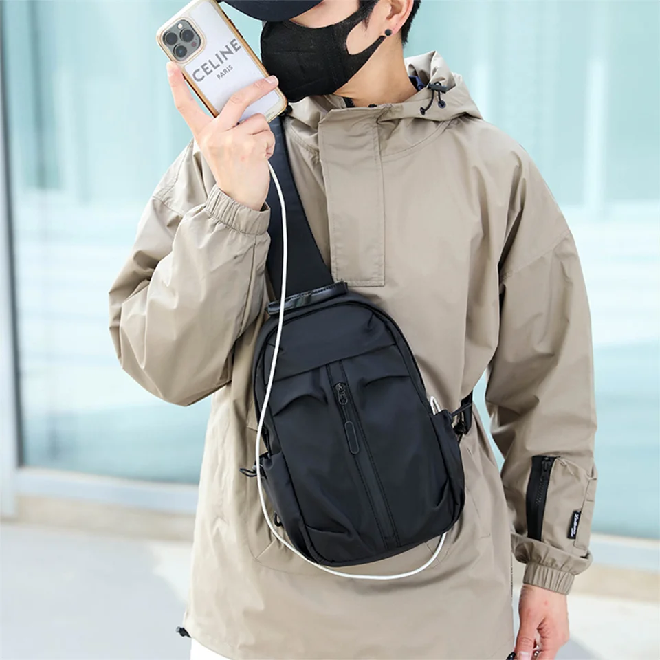 Men\'s Fashion Chest Bags Crossbody Bag Male Shoulder Sling Bags Chest Pack Nylon Men Phone Pouch Sling Bag