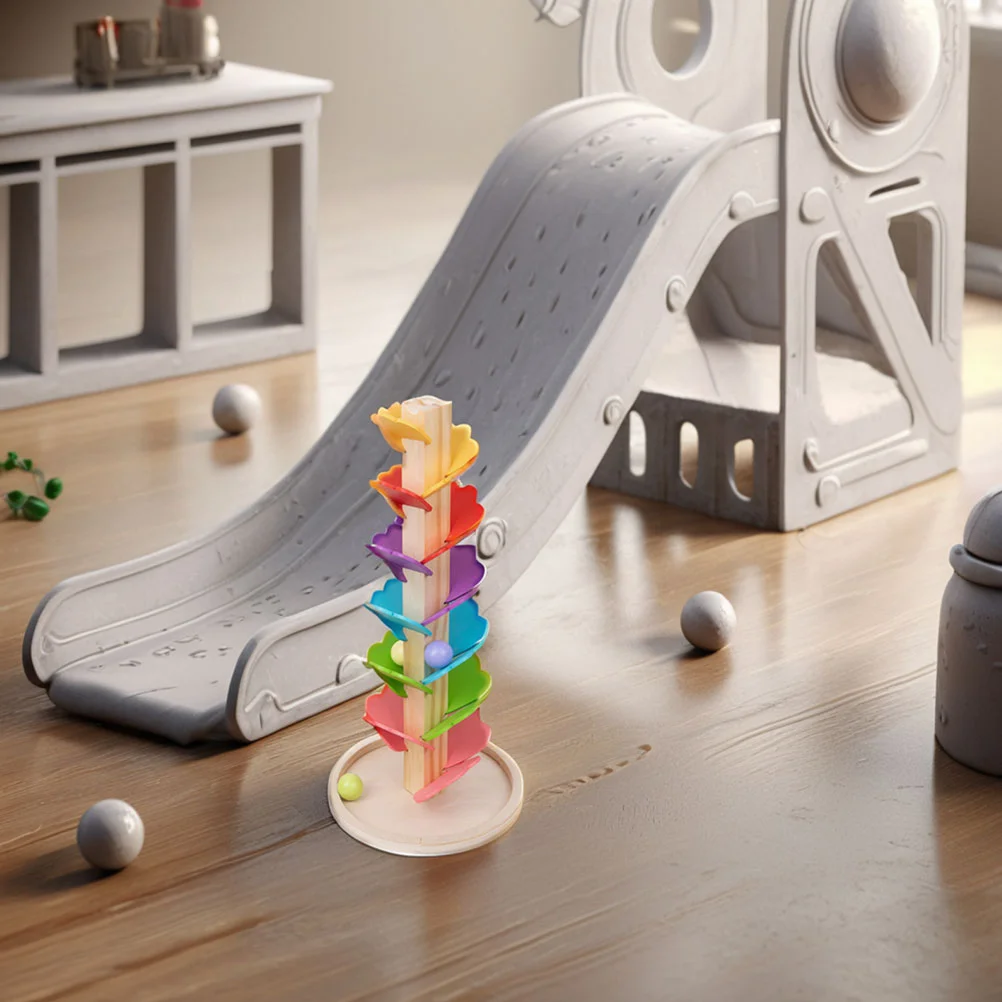 2 Sets Kids Toys Wooden Marble Run Rainbow Musical Tree Track Montessori Toddler