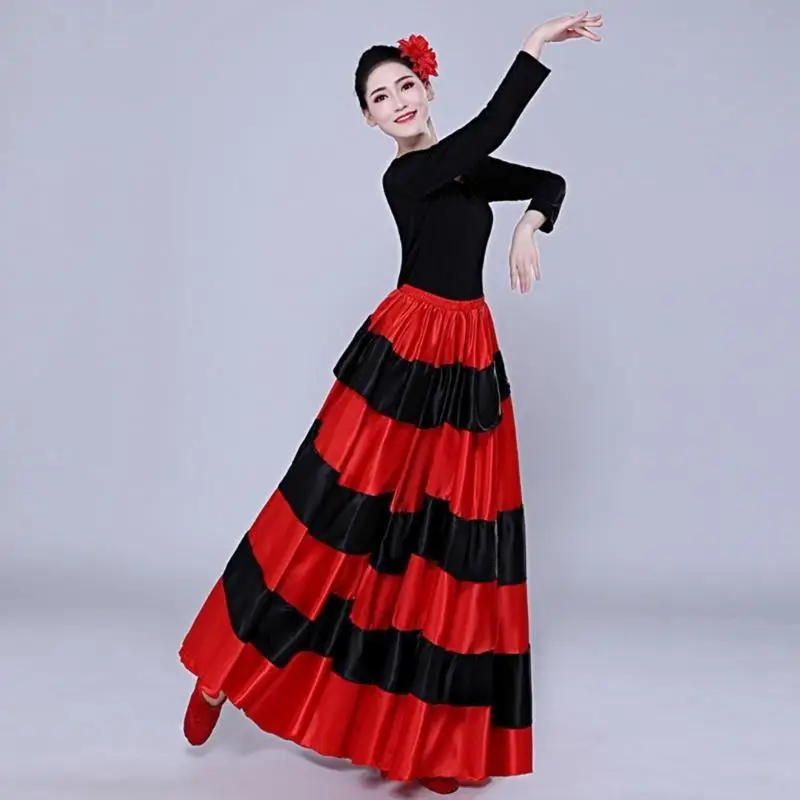39BB Gonna da danza del toro spagnolo da donna Gonna danza del ventre Costume da flamenco con altalena Costume