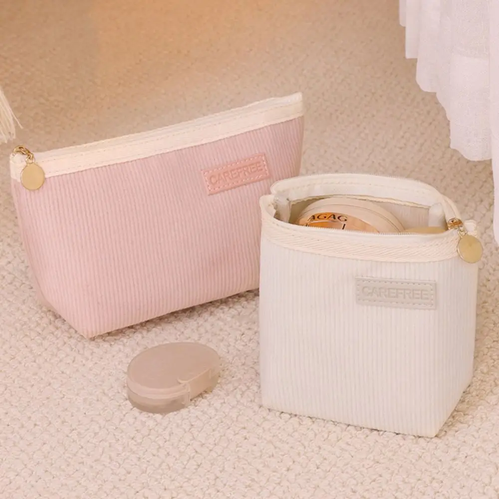 Small Item Bag Corduroy Cosmetic Bag Korean Style Jewelry Storage Bag Small Makeup Bag Lager Capacity Zipper Coin Purse Student