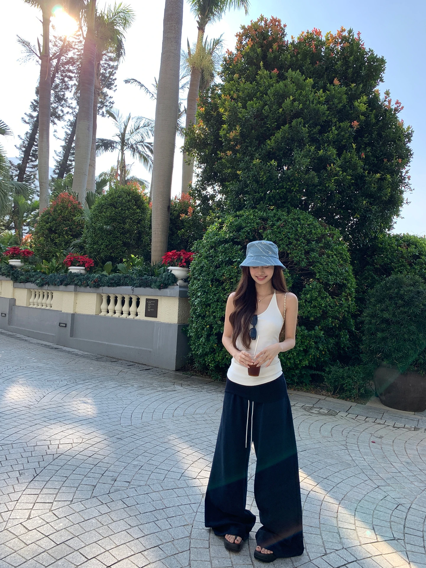 

Синие широкие повседневные брюки для женщин, свободного кроя, с высокой талией, из смесового хлопка, удобные, весенняя новинка, повседневные брюки G Sle