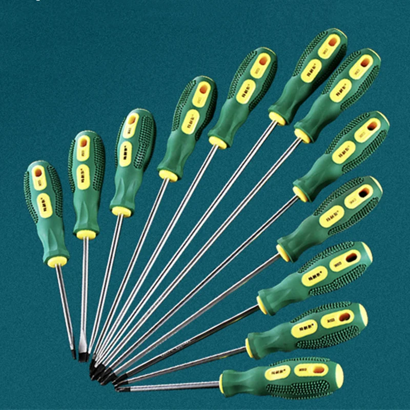 Magnetic Slotted Phillips Cross Head Screwdriver PH1 PH2 Batch Head Full Length 185-410mm 50# Steel PP Non-Slip Handle Home Tool