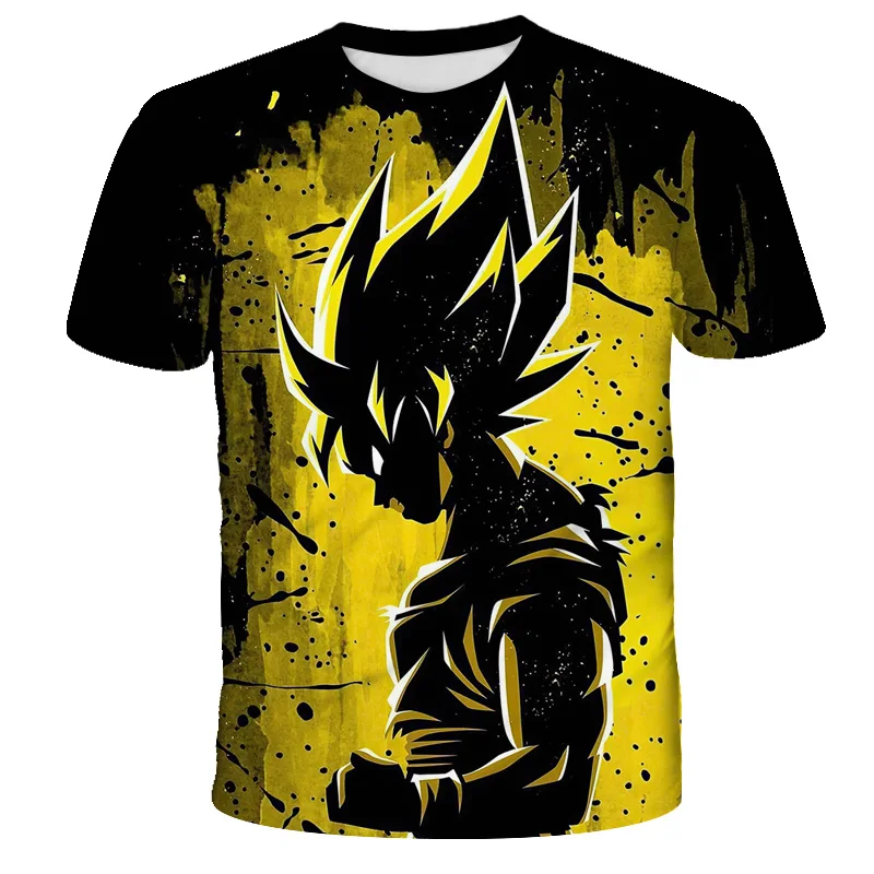 2024 Summer Dragon Ball Z Boys\' T-shirt 3D Goku Print Men\'s Harajuku Fashion Short Sleeve Casual Top