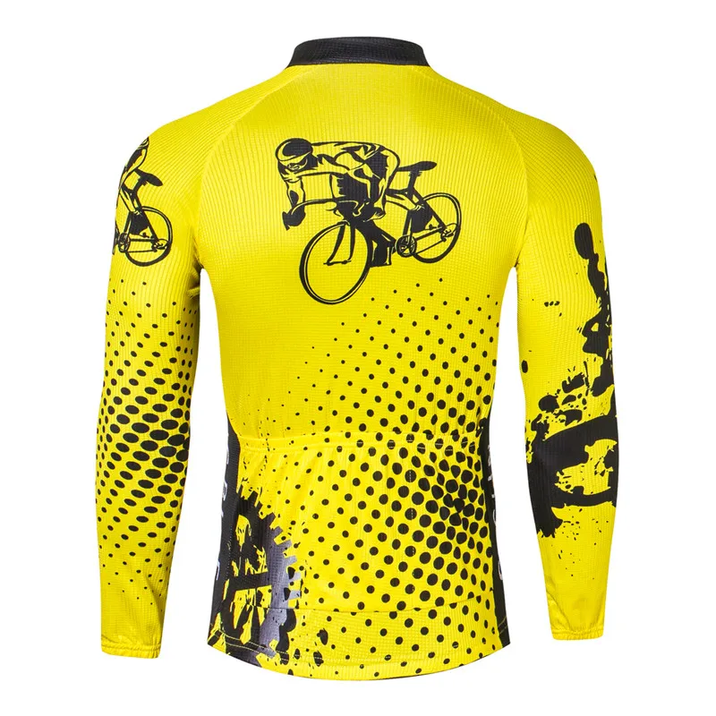 Yellow Long Sleeve Cycling Jersey Men Autumn Bike Shirts For Cycling Shirt Team Biking Jacket Road Bicycle Clothing Cycle Tops