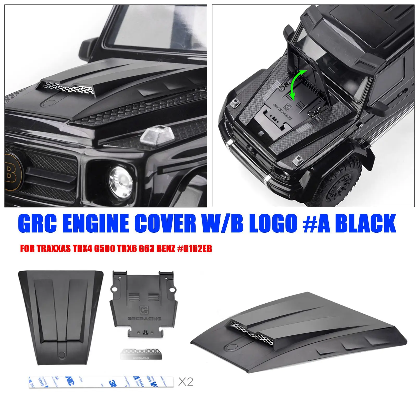 hidden shell pillar + flip-top engine cover for 1:10 RC tracked vehicle for Traxxas trx-6 G63 TRX-4 G500 PC Plastic Black G162EB