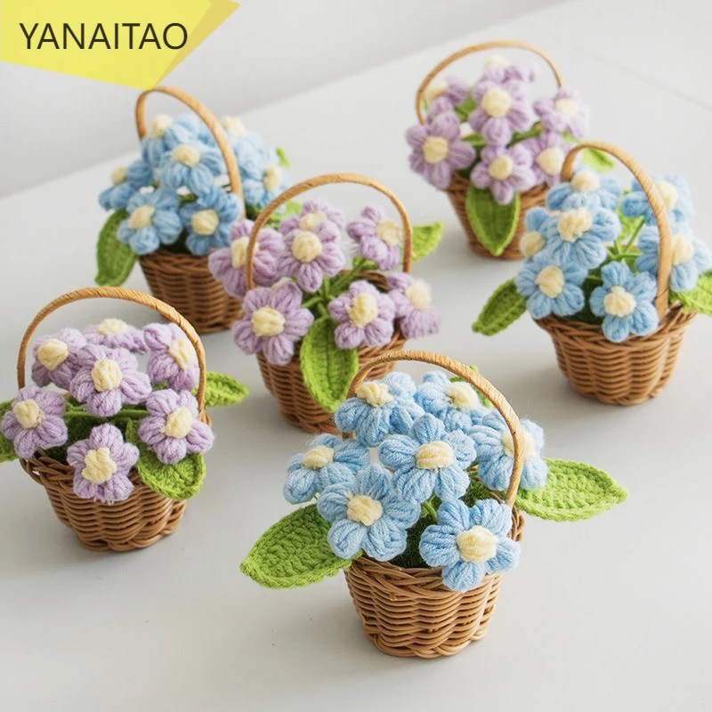 Cestas de flores tejidas a mano, plantas artificiales falsas, esponja de crema de simulación, accesorios de decoración de mesa para habitación, artículos de boda, regalos