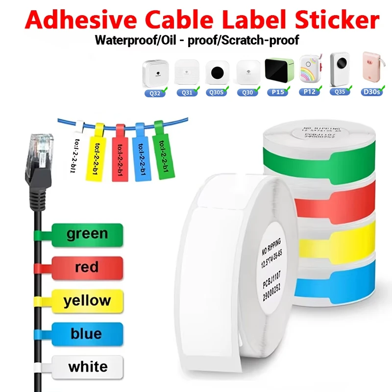 Marklife P15 P12 Cabel Network Paper Thermal Label Waterproof Self-adhesive Sticker for P11 D30 Q30 L12 DELI Q2 Label Maker
