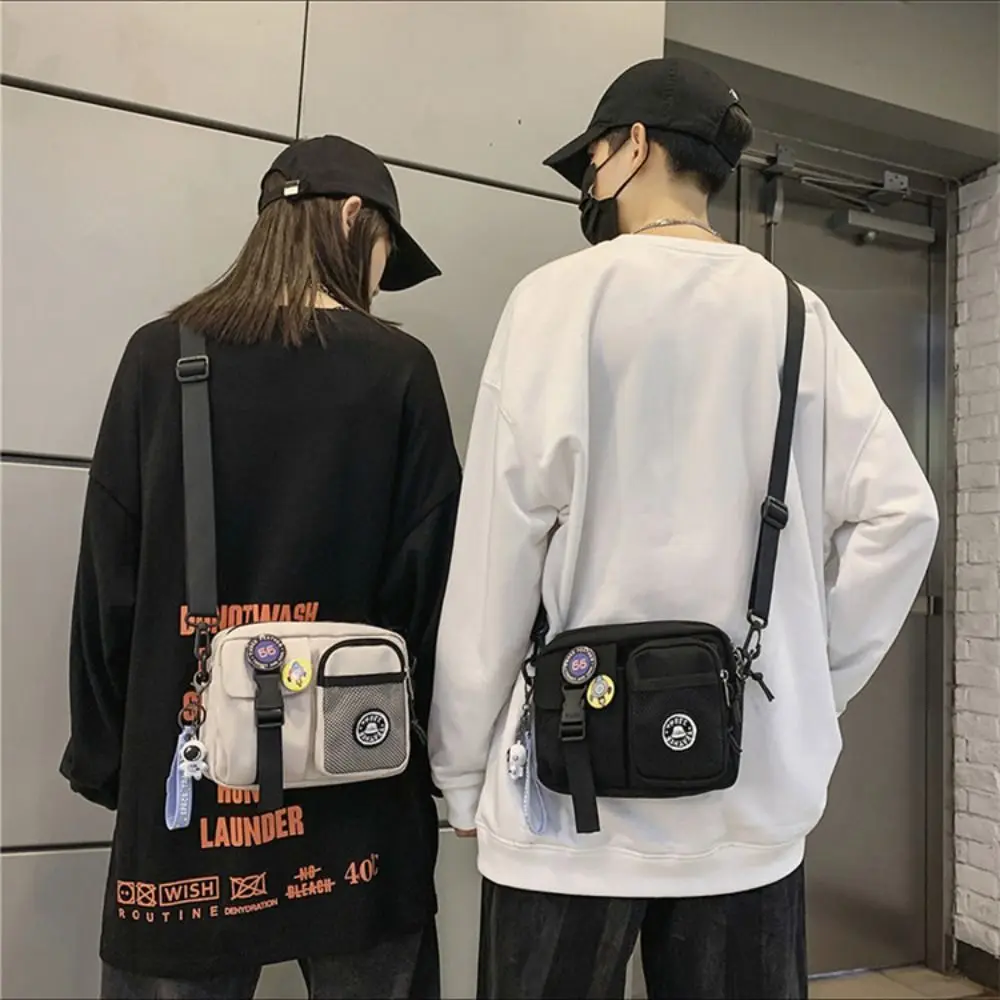 

All-match Quick-dry Canvas Shoulder Bag Harajuku Portable Men Crossbody Bag Zipper Pouch Coin Pouch Mobile Phone Pack Travel