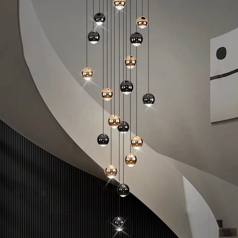 Modern Home Decor Stairs LED Lights Pendant Light Lamps for Staircase Chandeliers for Living Room Hanging Light Indoor Lighting