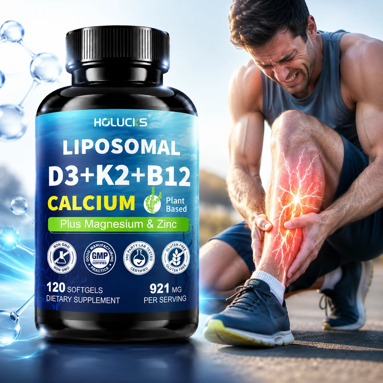 Liposomal Plant‑Based Calcium Capsules, D3 K2 B12 Magnesium & Zinc, Support Cardiovascular, Bone Teeth Density Health, Immune