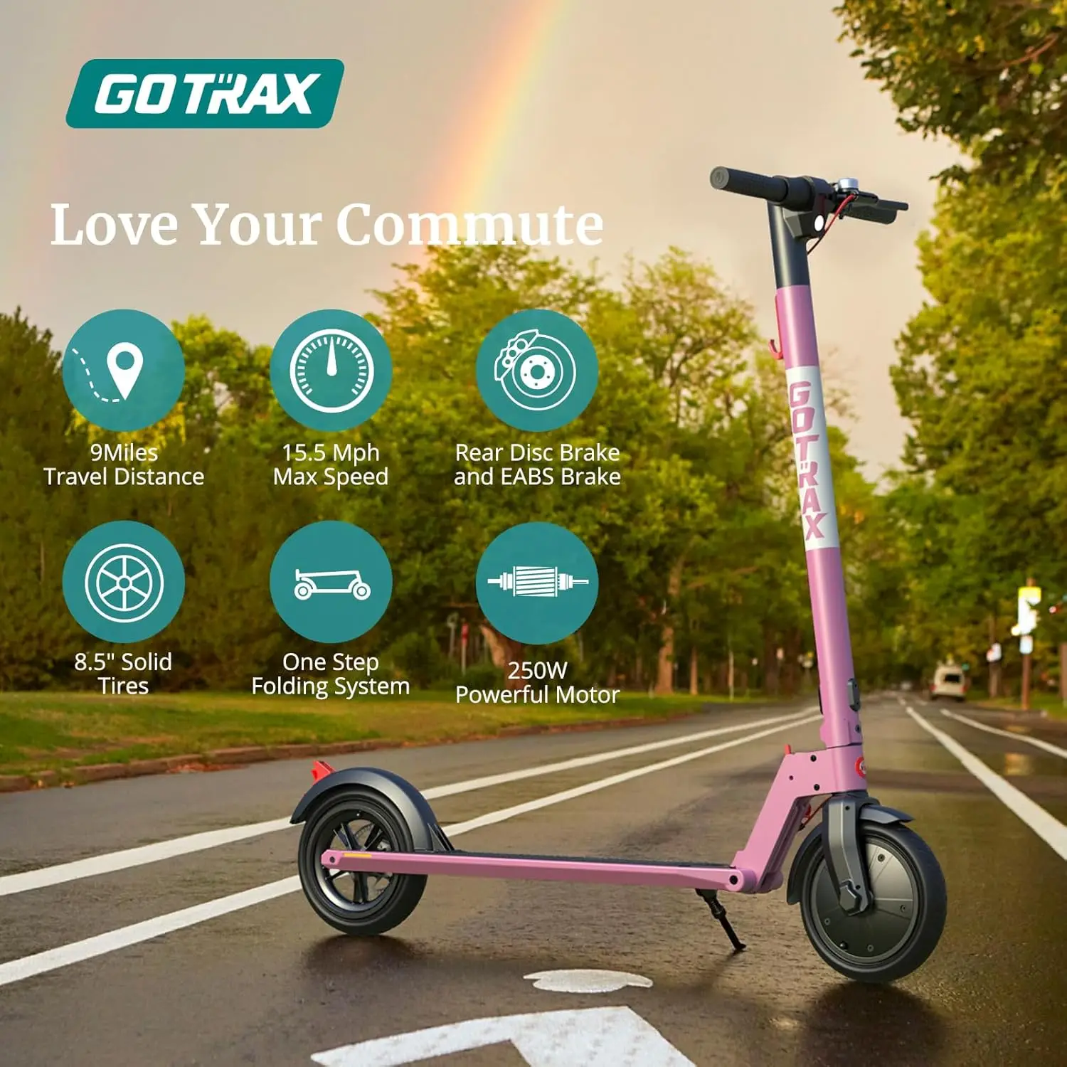 Electric Scooter for Adult Anti Flat Solid Tire, Max 9/13/28Mile Range Power by Motor, Aluminum Alloy Frame Folding Commuting