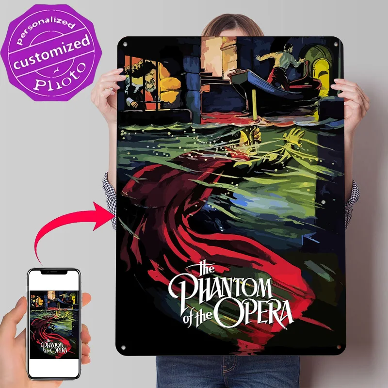 The Phantom Of The Opera Personalized 3D Textured Metal Poster Wall Art Tinplate Sign for Living Room Decorations Office Decor