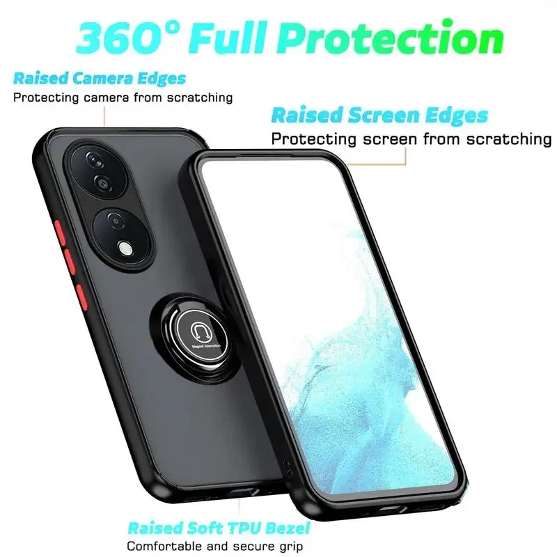 Armor Matte Case For Honor 90 Smart 70 50 Lite X8b X7b 5G X7a X6a Cover Ring Magnetic Holder Stand Shockproof Coque Fundas