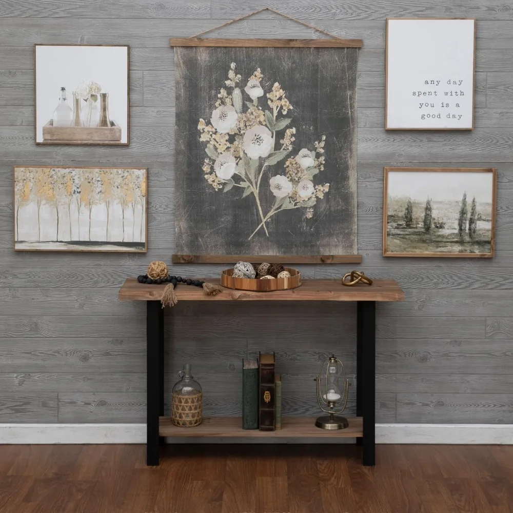 ฮอบบี้ล็อบบี้วินเทจดอกไม้พรมผนังตกแต่ง,ผ้าใบและ MDF,สี่เหลี่ยมผืนผ้า,แนวตั้ง,รวมถึงเชือกแขวน,พื้นหลังสีดำที่ตกแต่ง