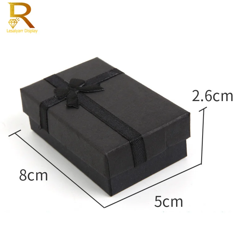 24 Stück hochwertiges Papier-Ring-Halsketten-Set, Schmuck, Halskette, Ohrringe, rechteckiges Paket, Geschenkbox, 5 x 8 x 2,5 cm
