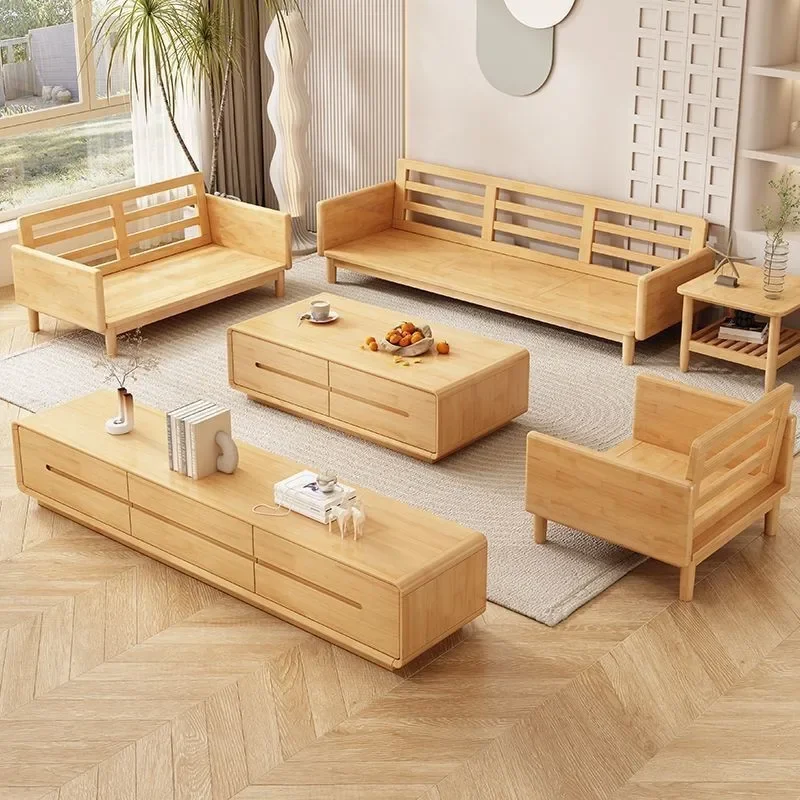 Nordic solid wood sofa, creamy style modern simple removable and washable 18 cm doll cotton latex granular seat cushion