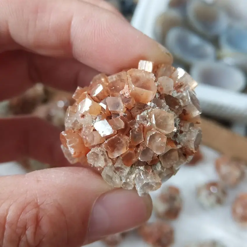 New Product Natural Rare Orange Aragonite Quartz Mineral Crystal Cluster Shape Rough Stone Nepheline Specimen Healing Home Decor