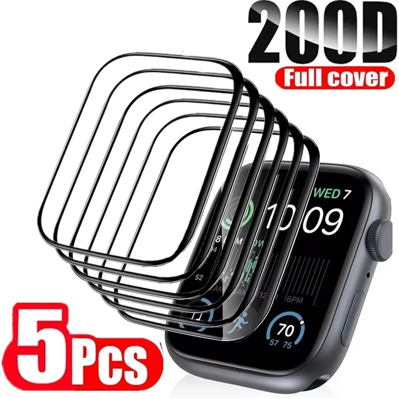 1-5 peças de cobertura de tela completa para Apple Watch 9 8 7 6 5 38MM 40MM 42MM 44MM 41MM 45MM Protetor de tela para IWatch Ultra 1 2 3 49MM