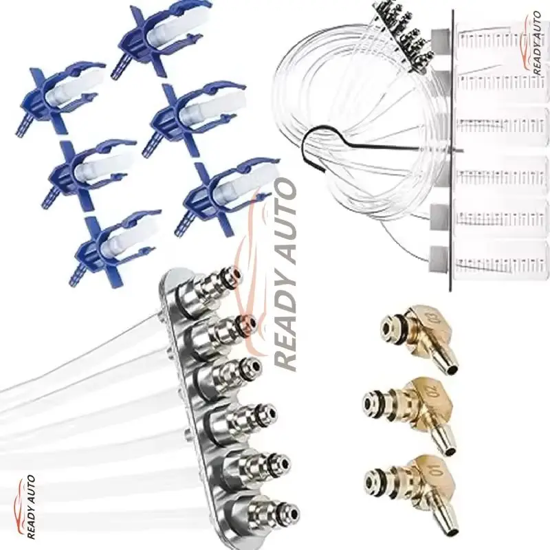 Car Diagnostics Tools Car Fuel Injector Tester 1-6 Cylinders Oil Pressure Test Gauge 6pcs Pump Adapter 18pcs Overflow Valve