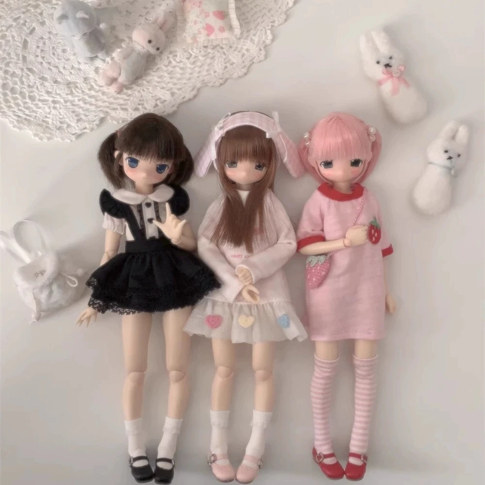 

BJD Doll Shoes Azone/OB22 Round-Toe Multi-Color Matte Leather Loafers Versatile Style Black Pink Cute Daily Doll Accessories