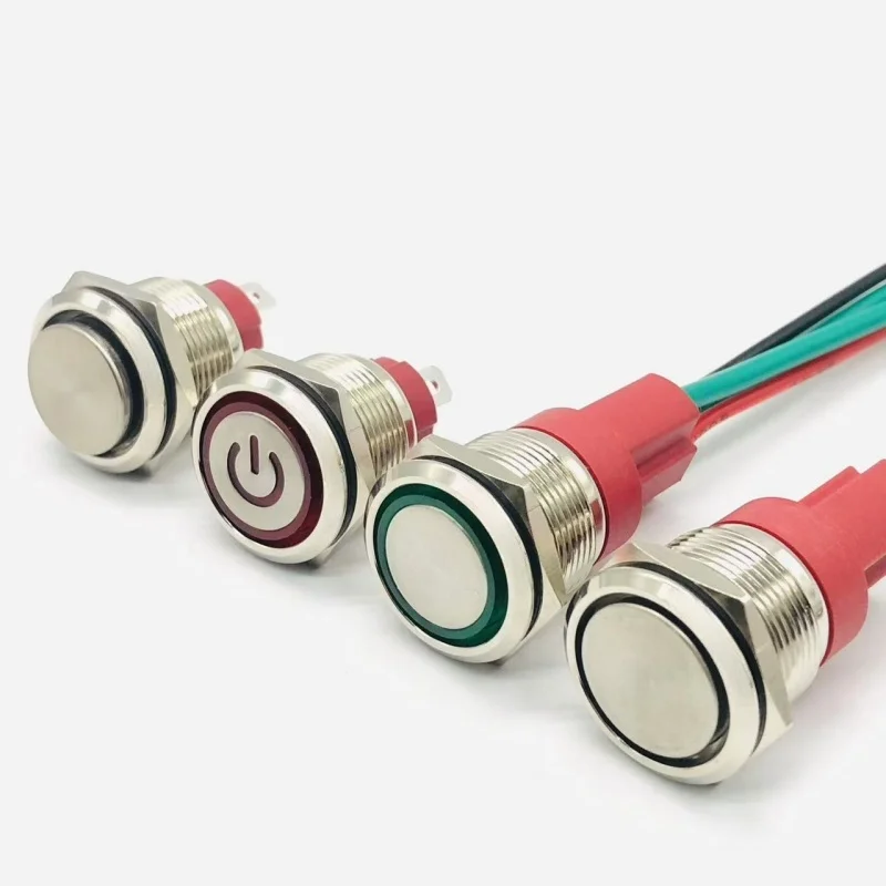 Large current metal button switch 10A short style 16/19/22mm car modification self-locking reset LED start stop 3V6V12V24V220V - Image 4