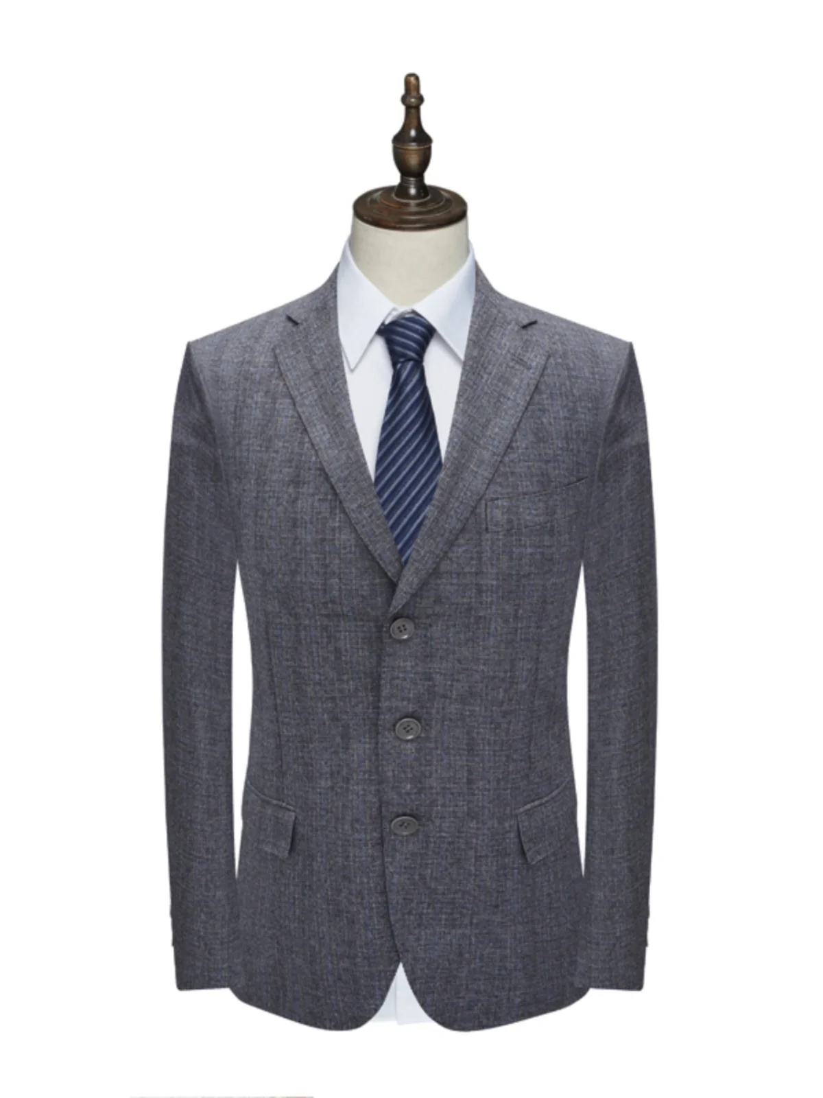 

Busin Men's Suit Jaet Tee Button No Split Stand Fit Regular Thin Long Sve Faion Urban Sle Casual Scene