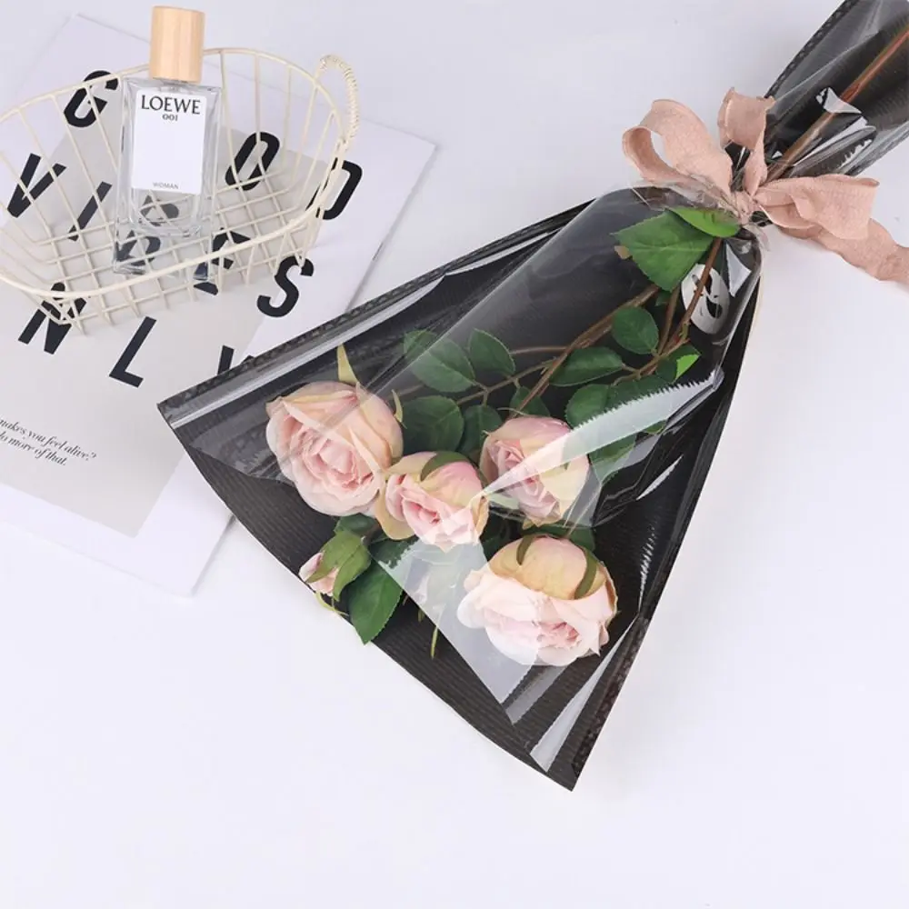 20/30PCS Wrapping Sleeve Rose Packing Sleeve Bag Transparent Single Rose Bouquet Packing Bag Plastic Flower Packaging Bag