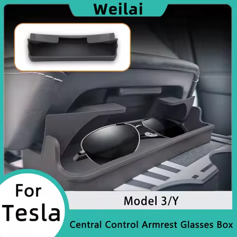 Central Control Armrest Glasses Sunglasses Box For Tesla Model 3/Y Center Console Storage Organizer Interior Auto Accessories