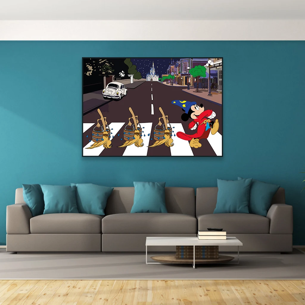 Mickey Sorcerer Poster Disney Mickey Mouse Graffiti Wall Art Prints Classical Movie Cartoon Canvas Painting Pop Street Art Decor