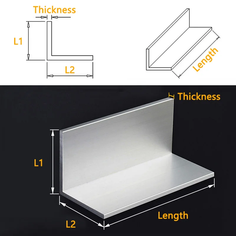 2Pcs Length 495mm 6061 Aluminum Alloy L-shaped 10x10mm-50x50mm Right Angle 90-degree Edge Wrap Decoration Materials