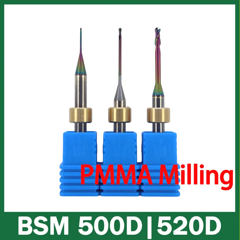 CAD/CAM Coated Milling Cutters for BSM-500D & BSM-520D – Milling Zirconia, PMMA, Wax & PEEK