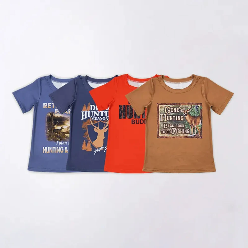 

z1017-20 BT0340 baby boy clothes Sibling Matching hunting elk and duck short sleeve top Wholesale boys Boutique clothes