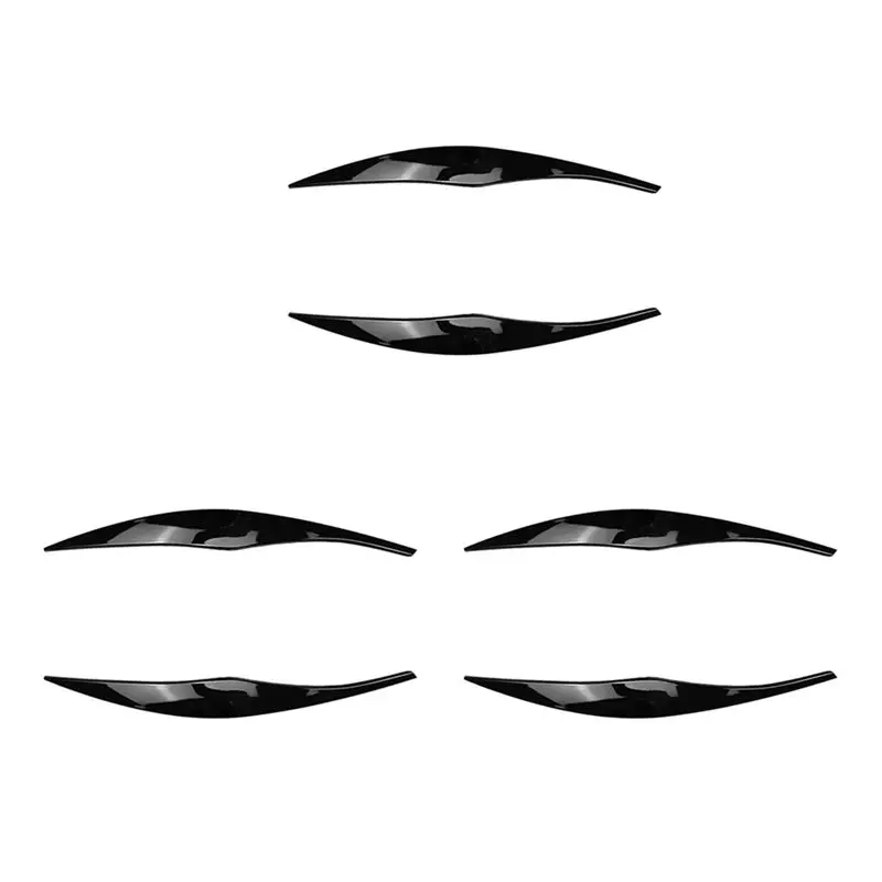 

6X For BMW 3-Series E90 E91 320I 330I 2005-2012 Front Headlight Cover Garnish Strip Eyebrow Cover Sticker Glossy Black-T61C